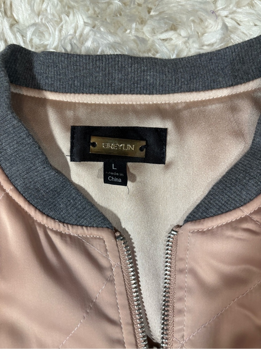 Greylin Blush Pink Quilted Bomber Jacket - Picture 5 of 6